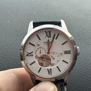 Fossil Townsman (Automatic) Wristwatch With Genuine Black Leather Strap